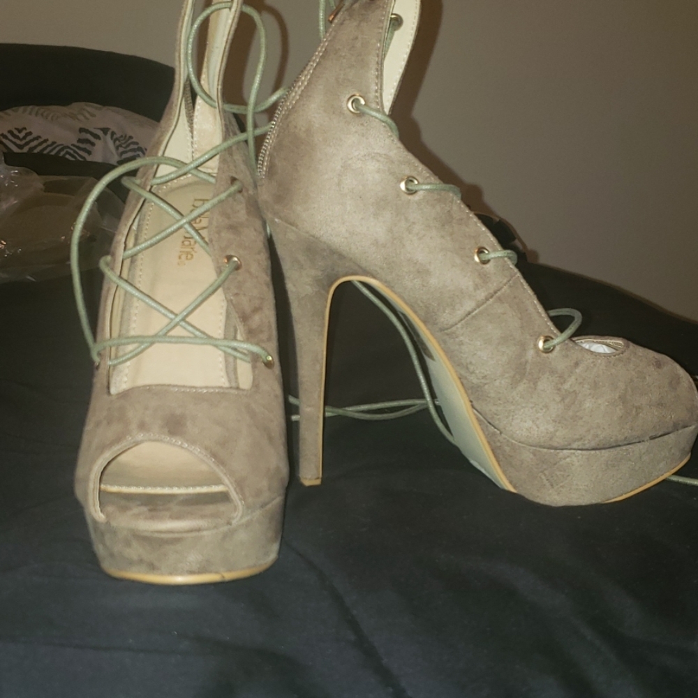 Brown Lace Up Heels